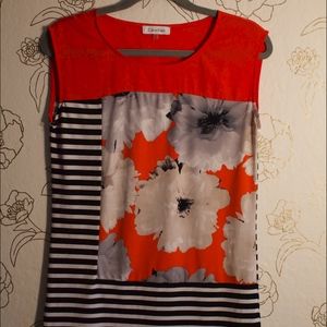 Calvin Klein Floral Striped Print Woman Size S P